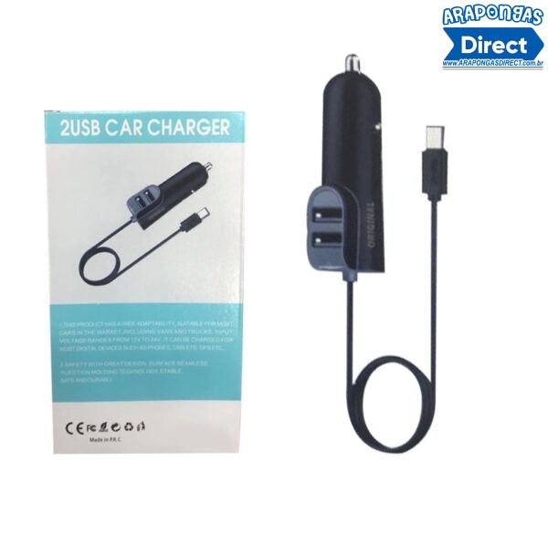 Carregador veicular universal com cabo para iphone 6.8A