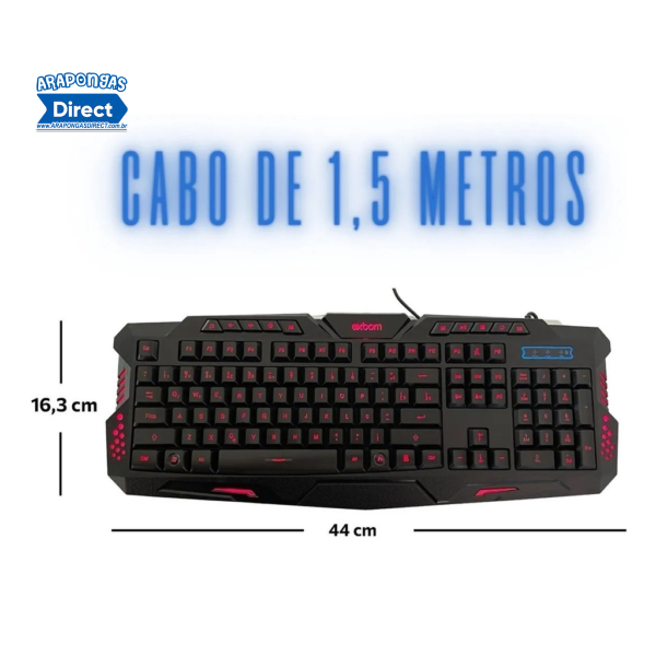 Teclado Gamer Action Qwerty Abnt2 Anti-ghosting 3 Cores Iluminação Exbom BK-G35 - Image 2