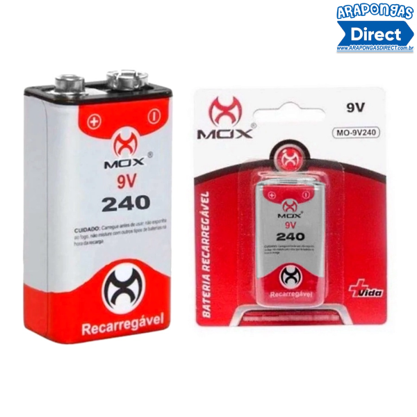 Bateria 9 Volts Recarregável 240mAh Mox