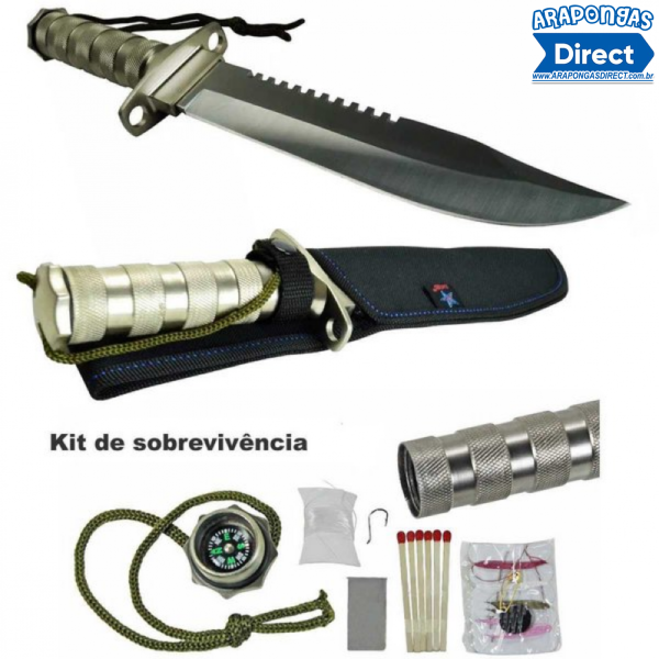 Faca tática Rambo + Kit sobrevivência