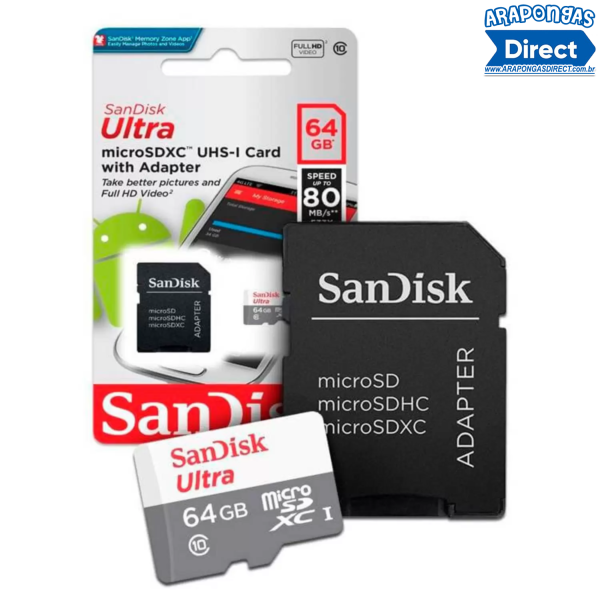 Cartao De Memoria Micro SD Sandisk ultra 64gb